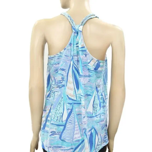 Lilly Pulitzer Aleida Tank Top Racerback Braided Jersey Beach Resort S 270230 - Picture 6 of 7
